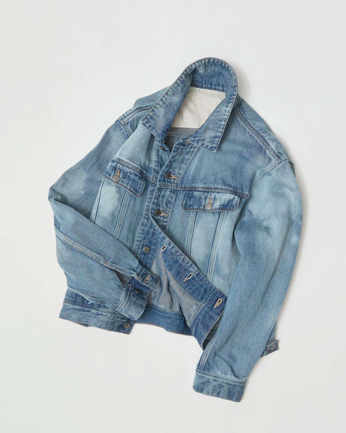 TRUCKER JACKET- Kakishibu Linen Denim-
