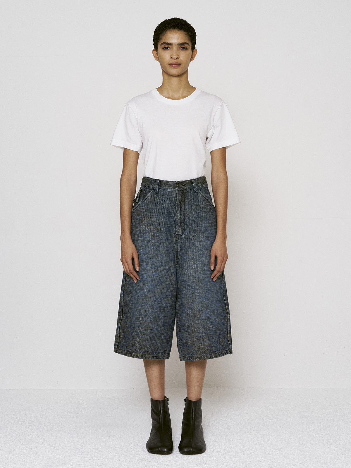 BAGGY CROPPED PANTS - Super Big  Slub FAB -