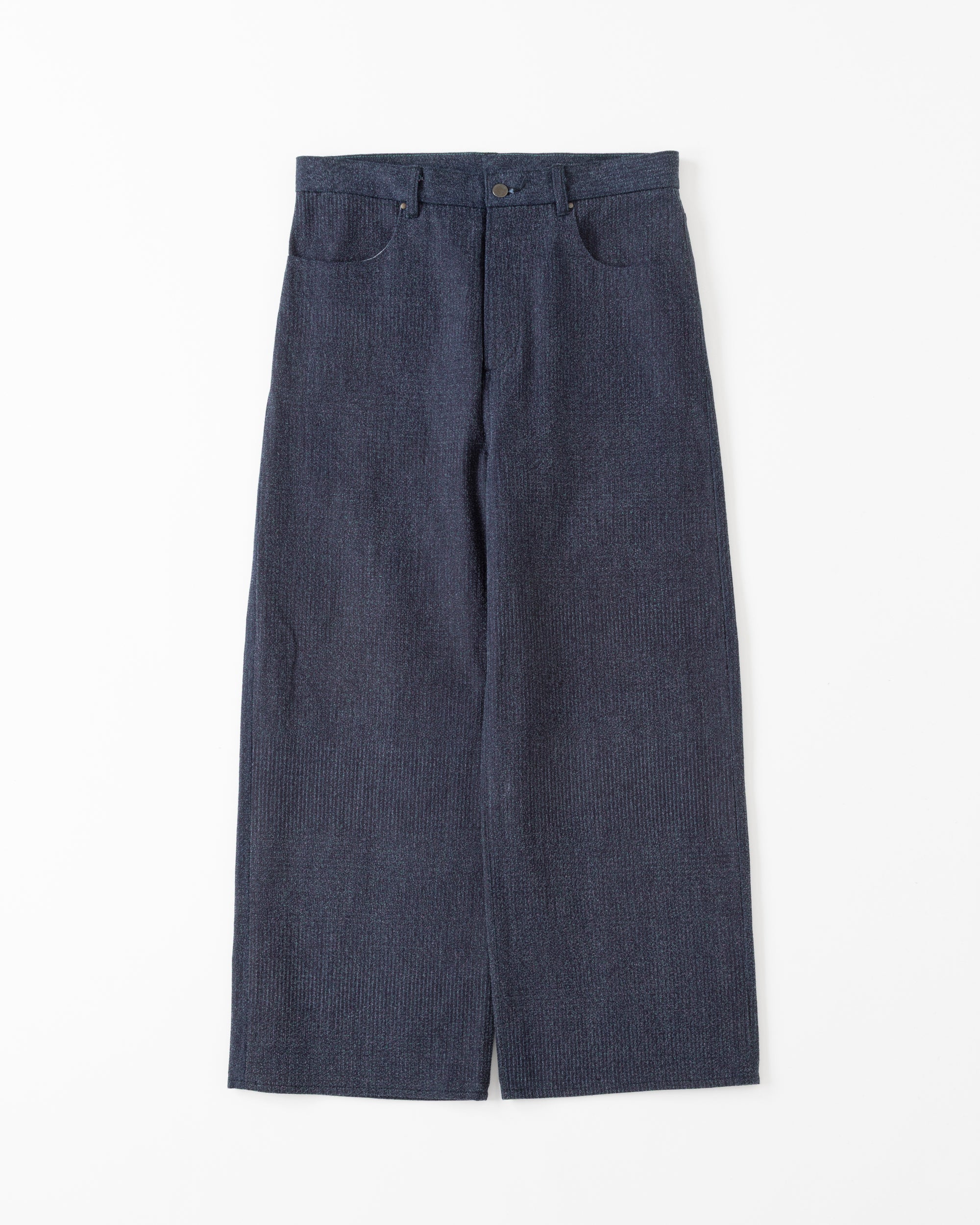 DENIM CURVY LEG TROUSER - 12.5oz Rainbow Denim ＋Needles Punch-