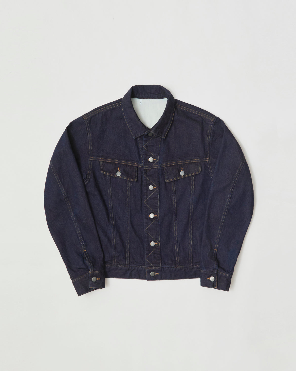 TRUCKER JACKET- Kakishibu Silk Nep Denim-